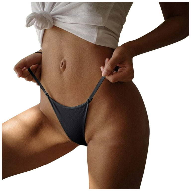 Breathable Bikini Underwear for Women Seamless T-Back G-String Thong Soft  Panties Black S 