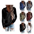 thumbnail image 1 of Sudaderas Con Cremallera ANGGREK Abrigo Con Cordón Rib Knit Color Puro Negro L, 1 of 7