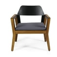thumbnail image 4 of Alvaro Outdoor Acacia Wood Club Chairs with Cushion, Set of 2, Teak, Black, Dark Gray, 4 of 7
