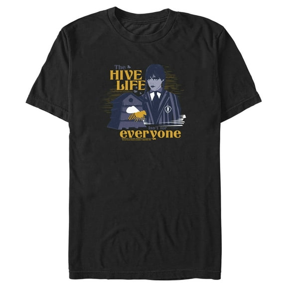 Men's Wednesday The Hive Life Everyone  Graphic Tee Black Medium