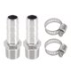 thumbnail image 1 of Accesorios de manguera Unique Bargains con 2 abrazaderas, accesorio de compresión de rosca macho para aire, agua, aceite, gas, combustible, acero inoxidable 35/64" OD 3/8" BSPT 1 juego tono plateado, 1 of 1