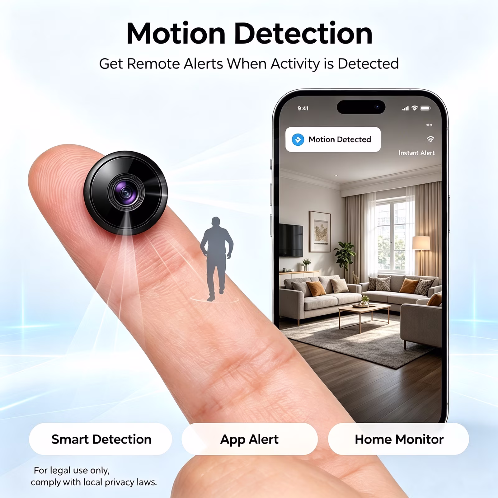 l5 Magnetic Mount Security Camera, 4K Mini WiFi Cam with Night Vision, Motion Alerts, Wireless Design for Indoor Home Surveillance