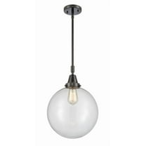 447-1S-BK-G202-12 Innovations Lighting Beacon - 1 Light Stem Hung Mini Pendant-16.13 Inch Tall and 12 Inch Wide-Matte Black Finish-Clear Glass Color