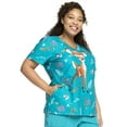 thumbnail image 2 of Tooniforms Scrubs Top For Women V-Neck Print TF626, 2 of 7
