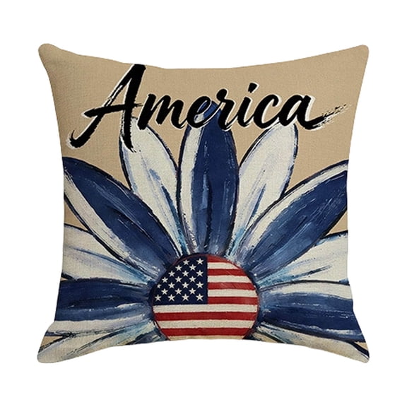 Patriotic Decor-Throw Pillow Covers,4th of July Linen USA Flag Pillow Case for Independence Day,Memorial Day,Veteran's Day,American Summer Outdoor Red White Blue Decorations