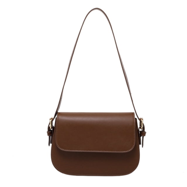 Nuevo bolso de hombro de PU de moda, bolso bandolera retro de gran capacidad para mujer, marrón