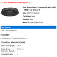 thumbnail image 2 of Rear Brake Drum - Compatible with 1985 - 1990 Ford Bronco II 1986 1987 1988 1989, 2 of 2