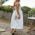 thumbnail image 2 of Women Midi Dress Summer Strapless Patchwork Solid Color Dress, 2 of 5