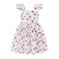 thumbnail image 4 of HILEELANG Toddler Girl Summer Dress Floral Ruffled Sleeve Backless Tie Back Crew Neck Sundress 3T, 4 of 7