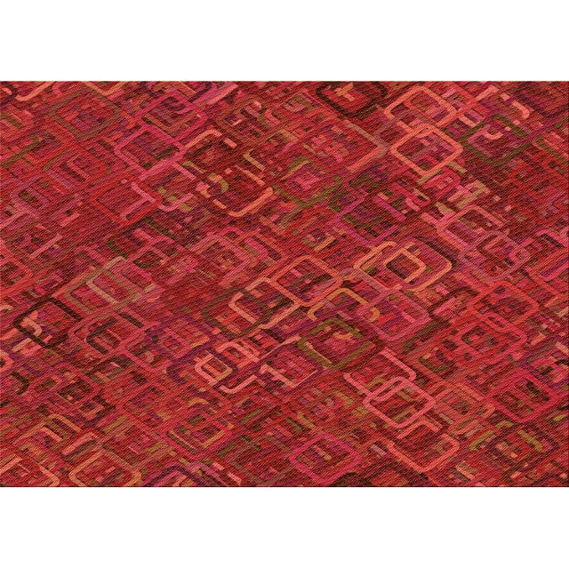 Ahgly Company Tapis d'Intérieur Rectangulaires Transitionnels Rouges Lavables à la Machine, 7 Pieds x 9 Pieds