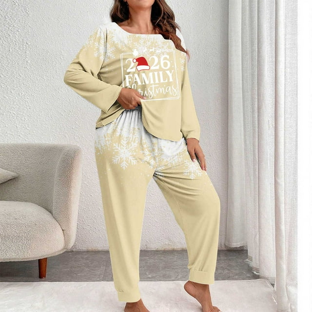 Conjunto de pantalones y blusa de poliéster para mujer, de manga larga, con estampado de moda, informal, para estar en casa, talla grande