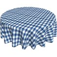 thumbnail image 1 of Round Tablecloth 60 Inch, Blue Jeans Gingham Round Table Cover Spillproof Soil Resistant Tablecloth Polyester Table Cover for Dining, Party, Buffet, Wedding, 1 of 1
