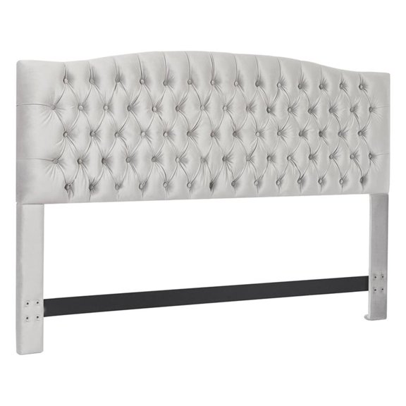 Pemberly Row Modern Fabric Queen Size Headboard in Pearl Gray