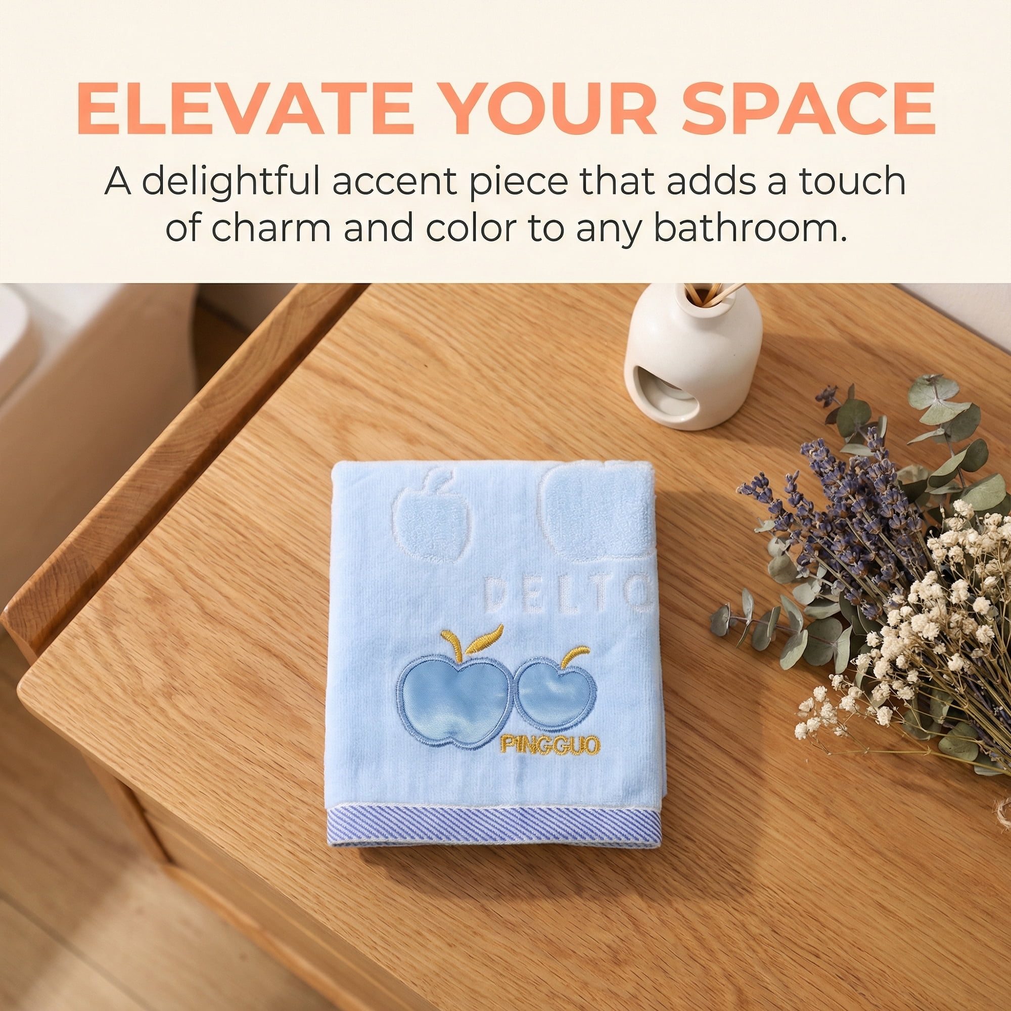 Unique Bargains Cartoon Embroidered 29" x 13" Soft Absorbent Hand Towels Blue 4pk