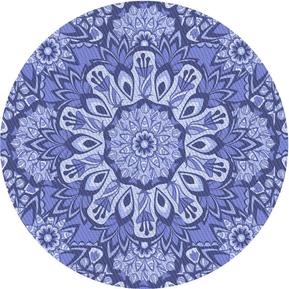 Ahgly Company Indoor Round Patterned Jeans Blue Area Rugs, 3' Round