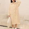 thumbnail image 2 of hotojiny Plush Robes for Women Winter Warm Fleece Soft Bathrobe Lounge Sleepwear Fuzzy Button down Lapel Spa Robes, 2 of 4