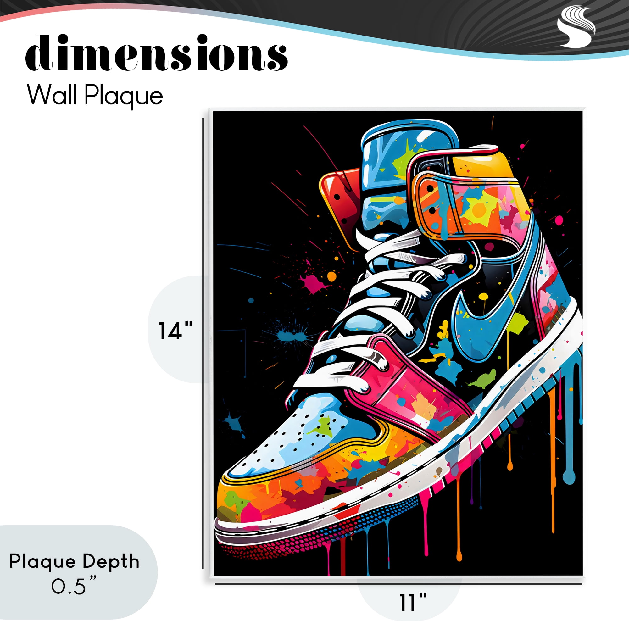 Stupell Industries Graffiti Sneaker on Black Wall Plaque Art, design by Creative Studio