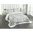 thumbnail image 3 of Ambesonne Constellation Quilted Bedspread Set 3 Pcs, Antique Boreal, Queen Size, Grey, 3 of 5