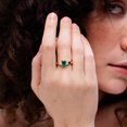 thumbnail image 3 of ANGARA Natural Emerald and Diamond Three Stone Ring in 14K Yellow Gold for Women (Size-6x4mm) | May Birthstone, Birthday, Anniversary, Jewelry Gift for Women | Natural Emerald Ring, 3 of 11