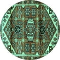 thumbnail image 1 of Ahgly Company Machine Washable Indoor Round Persian Turquoise Blue Traditional Area Rugs, 3' Round, 1 of 4