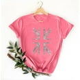thumbnail image 4 of Pisexur Hauts pour Femmes, Hauts d'Été pour Femmes, Hauts pour Dames, Nouveau Pull à Manches Courtes Col Rond Décontracté Imprimé Rose, 2TG, 4 of 5
