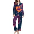 thumbnail image 2 of Uaswgudfs Women's Long Sleeve Button Front Pajama Set Valentine's Day Heart Print Flannel Sleepwear for Women, 2 of 8