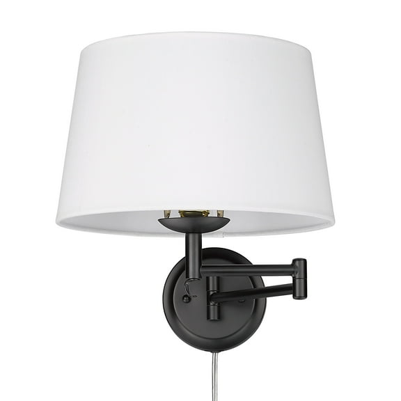Wry Lighting Eleanor 1-light Swing Arm Wall Lamp in Matte Black and Modern White shade
