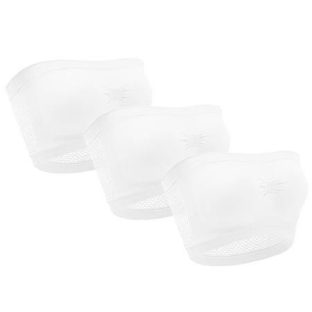 

wendunide underwear women 3 Pieces Womens Non Padded Bandeau Sprots Bra Strapless Convertible Bralettes Basic Layer Top Bra Tube Tops White 4XL