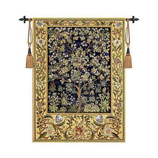 37/" 94CM TREE OF LIFE BEIGE WILLIAM MORRIS DESIGN TAPESTRY WITH WALL HANGING ROD