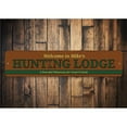 thumbnail image 2 of Hunting Lodge Sign, Welcome Peaceful Hideaway for Good Friends Sign, Custom Name Man Cave Aluminum Decor - 4x18 inches, 2 of 4