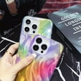 thumbnail image 4 of Colorful Gradient Feather Pattern Holographic Laser Compatible with iPhone Case (Colorful,iPhone 15 Plus), 4 of 6