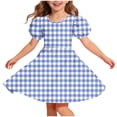 thumbnail image 3 of QSXADF Girls' Summer Casual Dress Sundress Children's Round Neck Sleeve Short Sleeved Dress Classic Back Girl Summer Dress Summer Outfits, 3 of 7