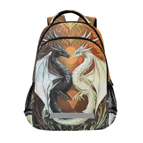 ALAZA Two Dragons Backpack Elementary School Bag Bookbag Travel Rucksack