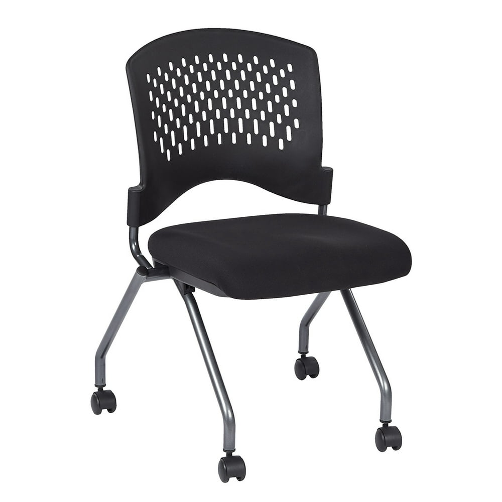 Office Star Pro Line II Deluxe Armless Folding Guest Chairs with Wheels