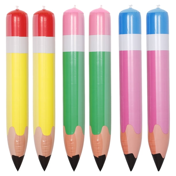 Lápiz Inflable Jumbo 6 Piezas Lápiz Grande Inflable Lápiz Gigante Globo Colgante Globo de Crayones Grandes para el Regreso a la Escuela Graduación Fiesta de Cumpleaños Favores 70 cm