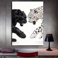 thumbnail image 3 of Mudket Framed White Leopard Canvas Wall Art, Black and White Animal Print Wall Decor, Bold Wildlife Art Ready to Hang - 12"L x 8"W, 3 of 10