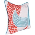 thumbnail image 2 of Jordan Manufacturing 18" x 18" Turquoise, Coral and Cream Mermaid Tail Nautical Square Reversible Decorative Throw Pillow with Welt, 2 of 5