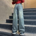 thumbnail image 5 of YUEHUA girls jeans size 18, Girls Straight Leg Jeans For And Fall Fashion Casual Wide Leg Trousers Comfortable Denim Pants For Toddler Big Kids, 5 of 5
