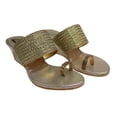 thumbnail image 2 of Gold Ethic Sandal Traditional Shoes Handmade Shoes Gift For Her Wedge Heel Sandal Ladies Shoes Indian Sandal, 2 of 5