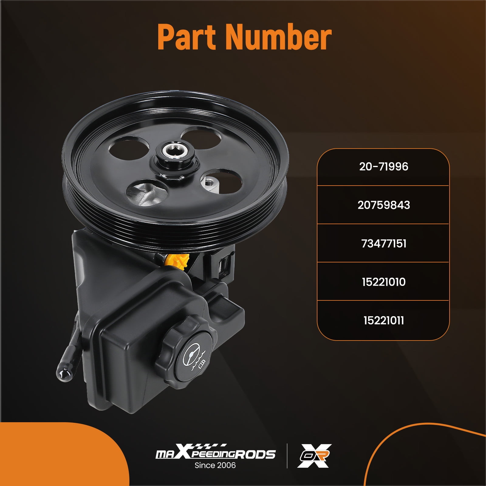 Maxpeedingrods Power Steering Pump with Reservoir & Pulley, Compatible with Cadillac DTS 2006-2011 & for Buick Lucerne 2006-2011 4.6L, 20-71996, 20759843