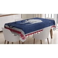 thumbnail image 1 of Ambesonne Wyoming Tablecloth Rectangular Table Cover, Old Postage Stamp Like Flag, 52"x70", Night Blue Dark Pink, 1 of 3