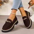 thumbnail image 4 of Women's Slip On Platform Suede Loafers Lug Sole Chunky Heels Comfortable Non Slip Business Casual Dress Shoes Brown Size 7, 4 of 7