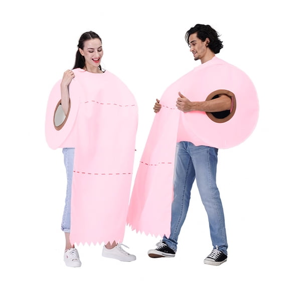 Toilet Paper Roll Costume, Funny Rolling Paper Costume Halloween Fancy Dress Up Adults Toilet Paper Roll Cosplay Costume Halloween Carnival Party Role-Playing Costume, Pink One Size