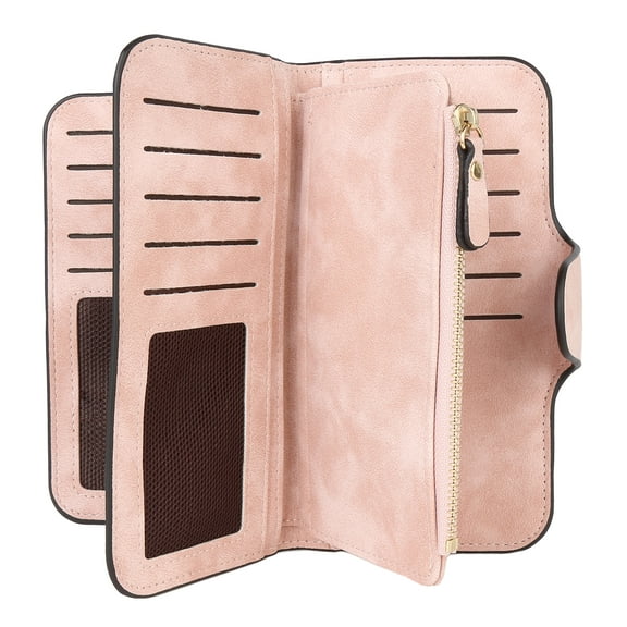 Egoelife Women Wallet Soft PU Leather Trifold Purse Large Capacity Credit Card Holder Zipper Coin Pocket Clutch with ID Window