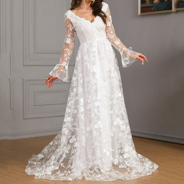Plus Size Bridesmaid Dresses Long Sleeves Wedding Dresses for Bride Womens White Elegant Mesh Wedding Dress Lace Bridal Gowns Lace Maxi Dress Business Casual Dress for Women S-56 White L - Walmart Plus Size Bridesmaid Dresses Long Sleeves Wedding Dresses for Bride Womens White Elegant Mesh Wedding Dress Lace Bridal Gowns Lace Maxi Dress Business Casual Dress for Women S-56 White L - Walmart