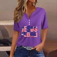 thumbnail image 1 of Fiudx Ofertas Relámpago Blusa de Manga Corta Estampada a La Moda para Mujer, Blusas Informales con Cuello En V, 1 of 4
