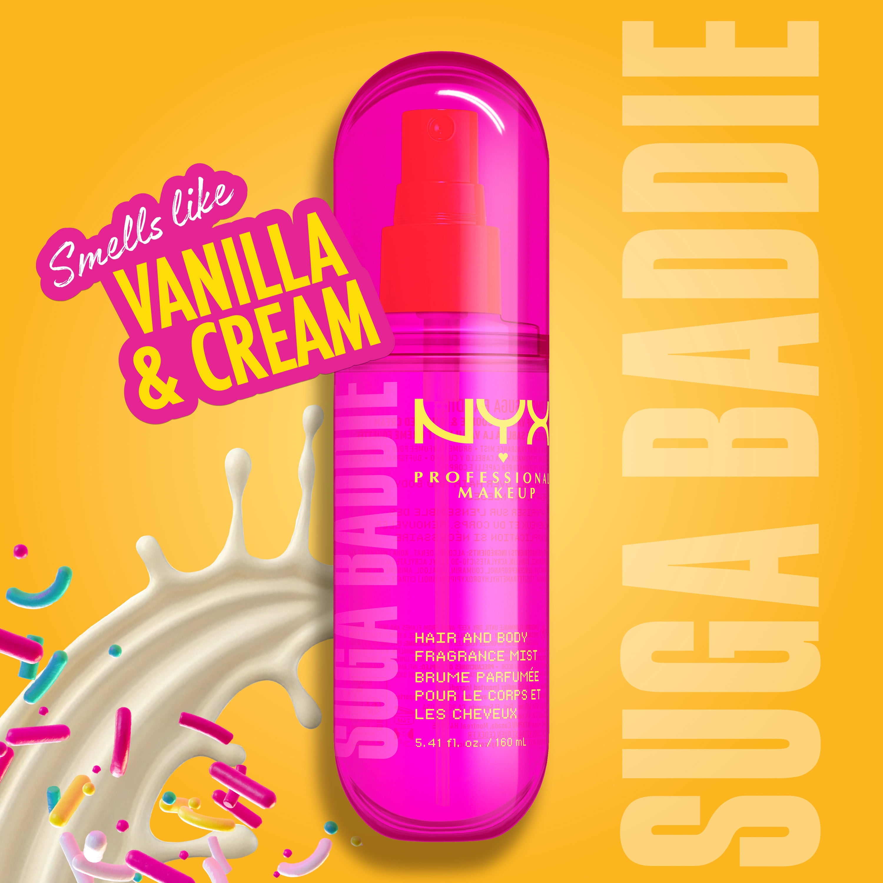 NYX Professional Makeup Fat Oil Vanilla Whipped Cream Body Spray Hair Mist, Suga Baddie, 5.4 fl oz