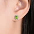 thumbnail image 3 of Rylos  Sterling Silver Halo Stud Earrings - 6X4MM Oval Peridot & Diamonds - Exquisite Birthstone Jewelry, 3 of 6