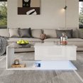 thumbnail image 3 of Coffee table, high-gloss white, side table, coffee table with glass and LED effect, with glass top., 3 of 25