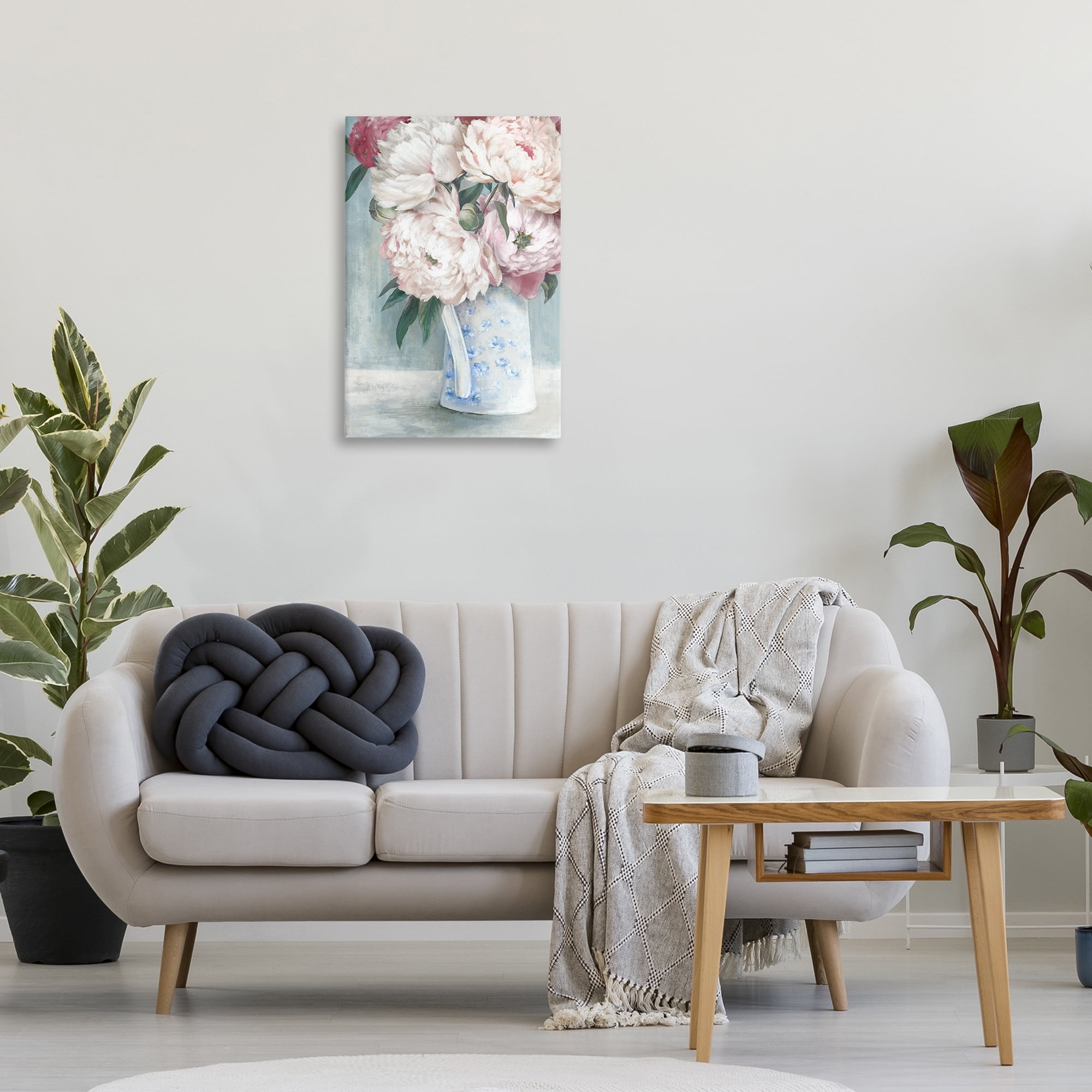 Stupell Industries Peony Blossom Vase Plants & Flowers Painting Wrapped Canvas Art Print Wall Art, 20 x 30